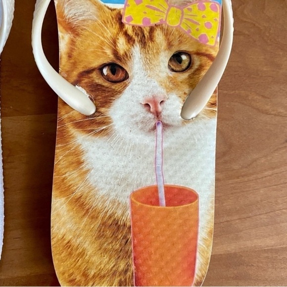 Party Cat Tropical Beach Pool Flip Flops, Womens size 11 & Unisex, Mens 9.5 - Picture 11 of 14